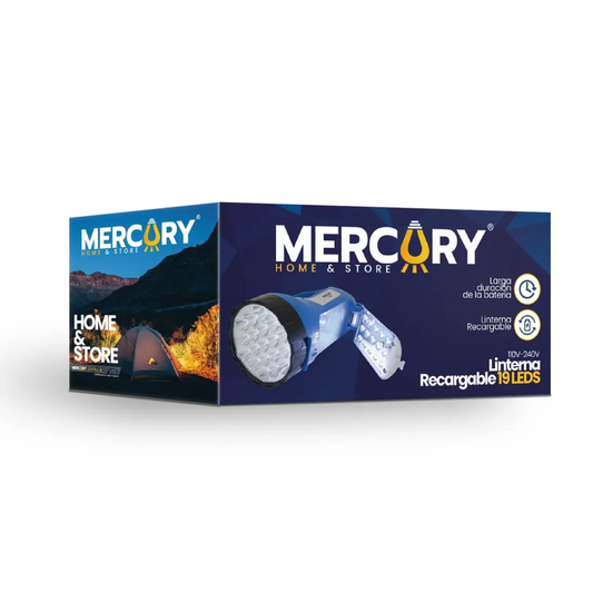 LINTERNA RECARGABLE AZUL 19LED 2820 1600MA RECARGA CON CABLE ILE06