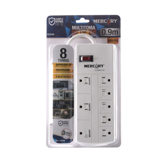 MULTITOMAS MERCURY CON SUPRESOR DE PICOS CABLE DE 1 METRO