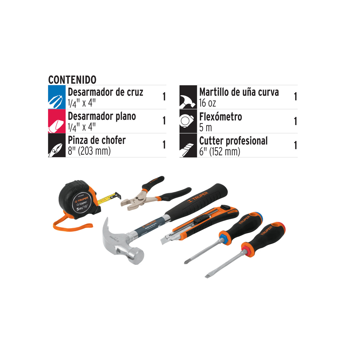 JUEGO TRUPER DE 6 HERRAMIENTAS CASERAS - 14651