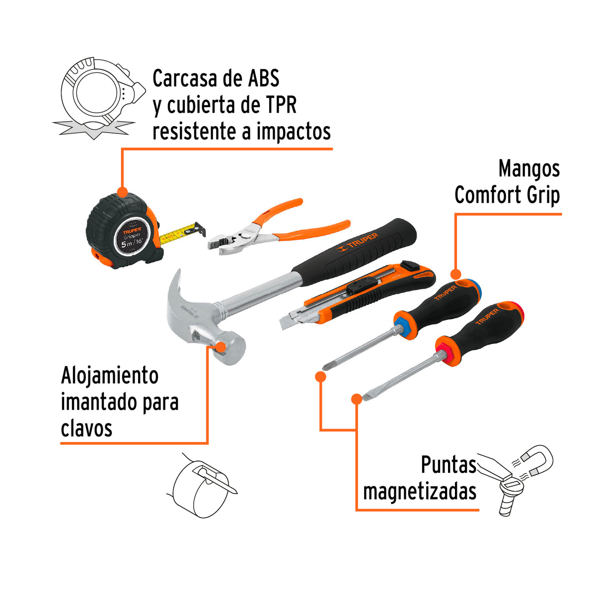 JUEGO TRUPER DE 6 HERRAMIENTAS CASERAS - 14651