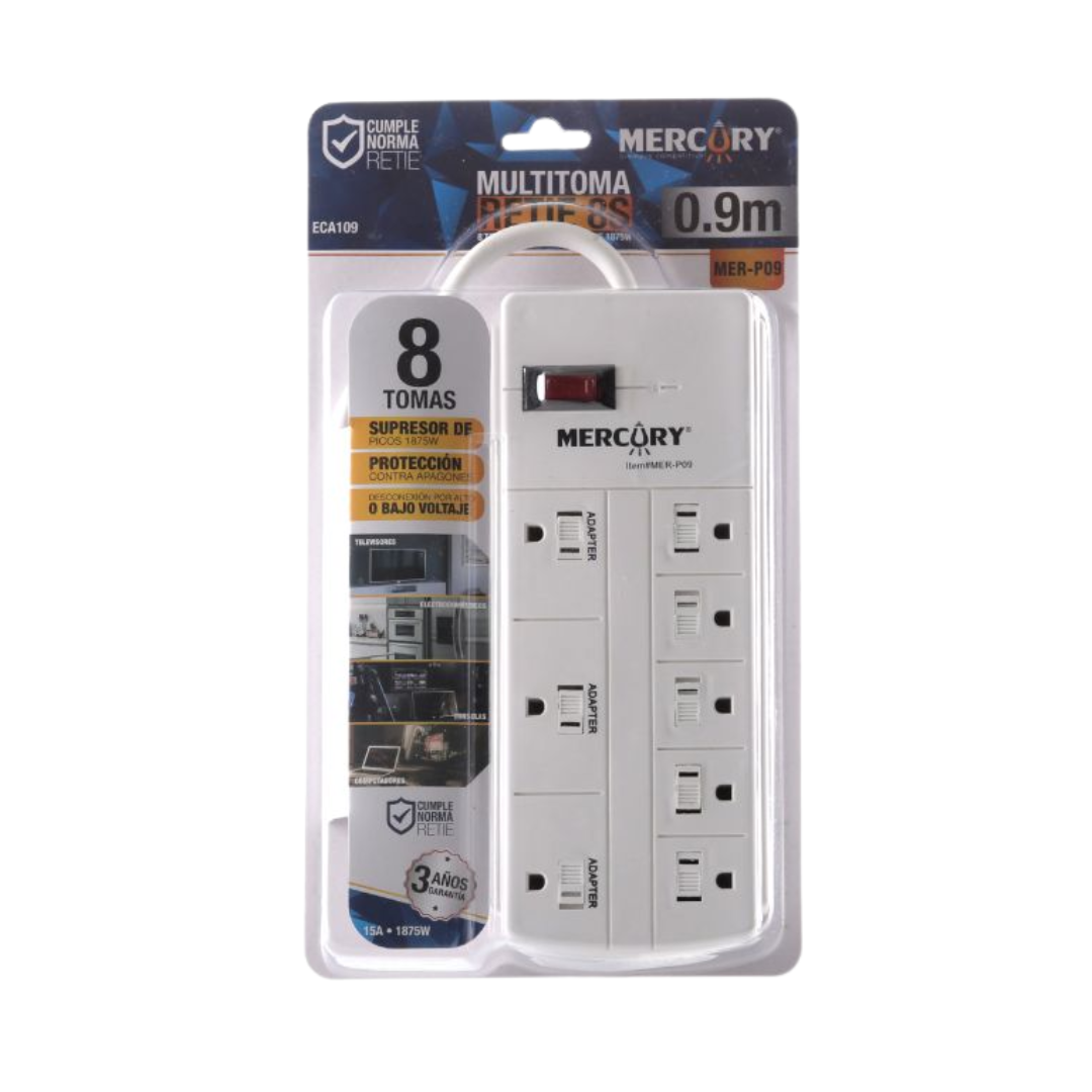 MULTITOMAS MERCURY CON SUPRESOR DE PICOS CABLE DE 1 METRO